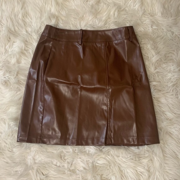 Kate Kasin Brown vegan Leather Mini Skirt Medium - Picture 8 of 13